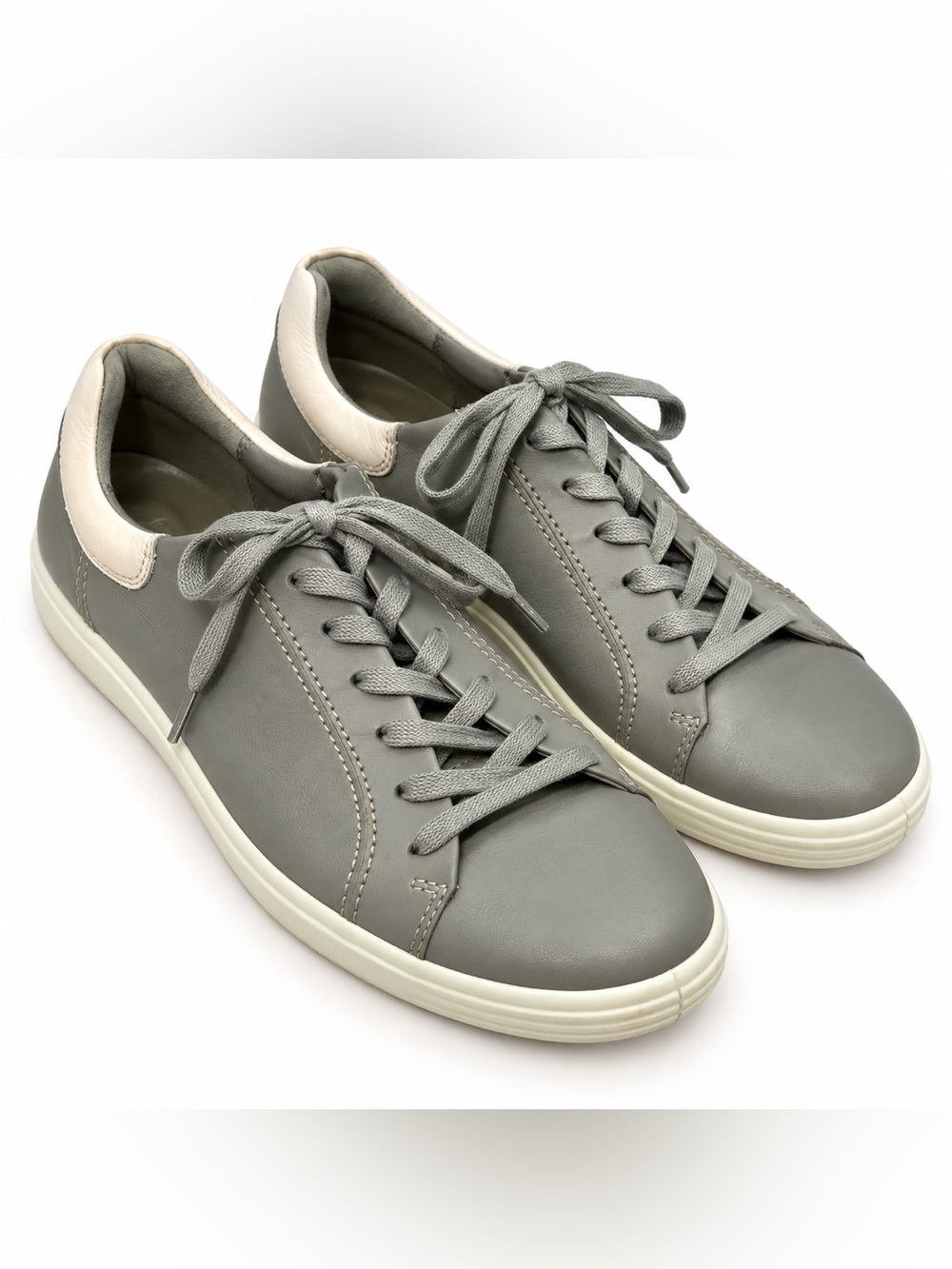 ECCO Soft 7 Women’s Gray Leather Lace-Up Sneakers Size EU 40 US 9-9.5